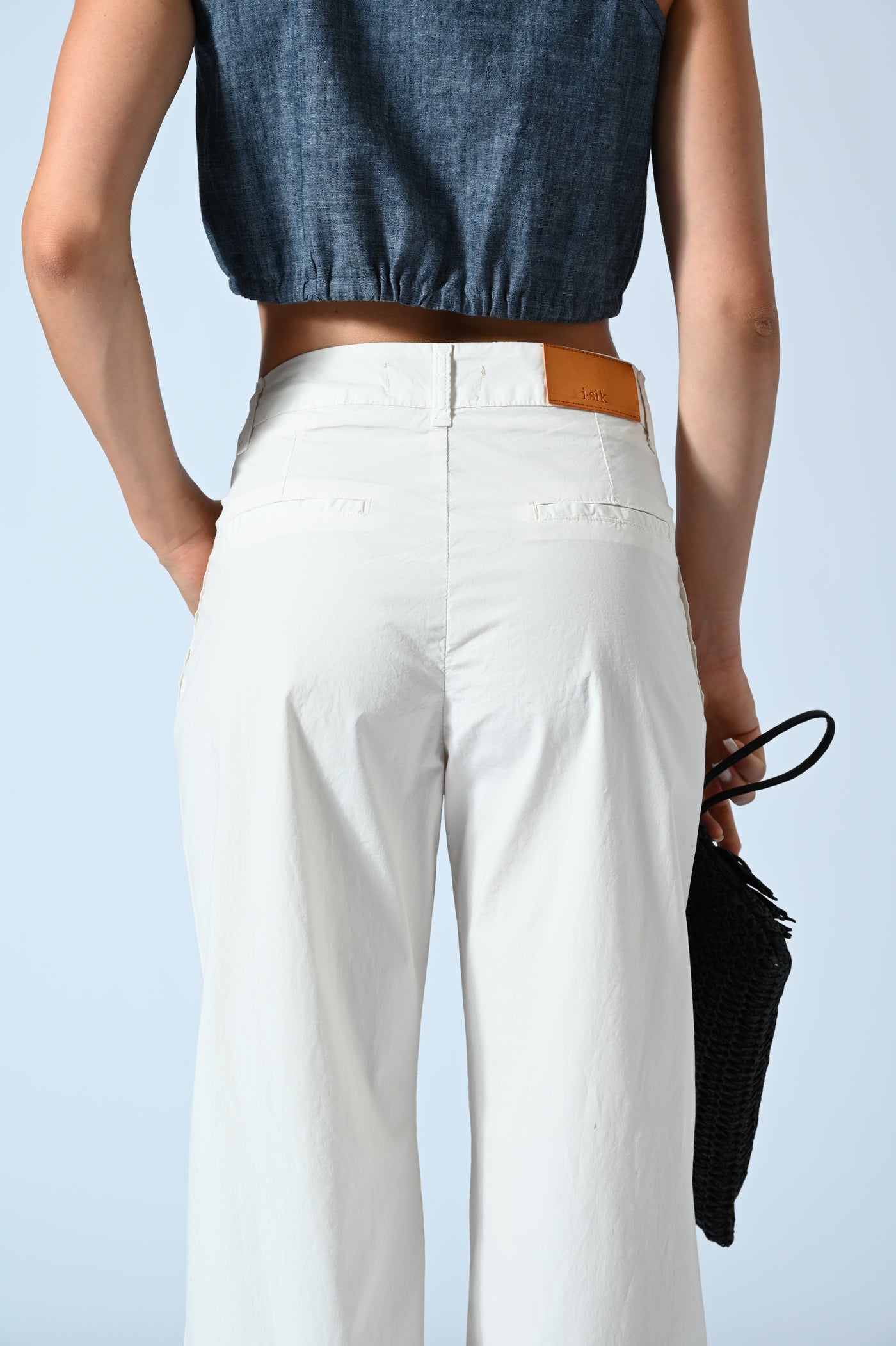 CROP-TOP BOTT. CHAMBRAY FIAMM.