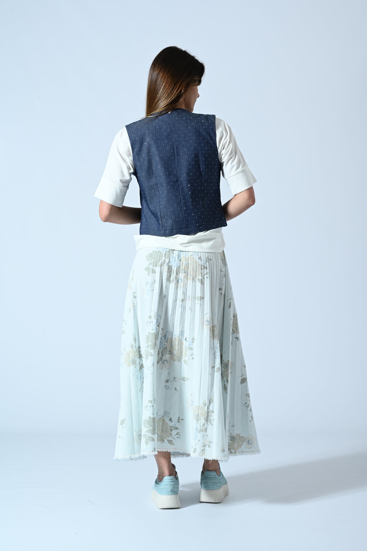 GONNA DENIM PLISSE FANT.