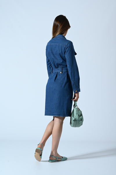 ABITO CHEMISIER DENIM BOTT. OR