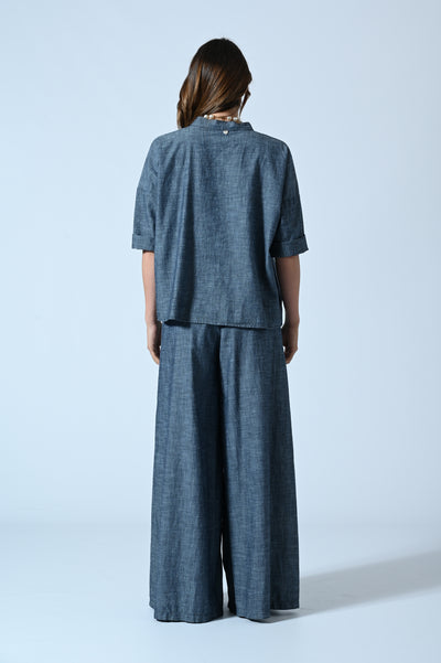 PANT. PALAZZO CHAMBRAY FIAMM