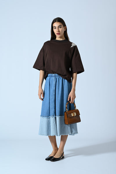 GONNA DENIM MIDI COLORBLOCK