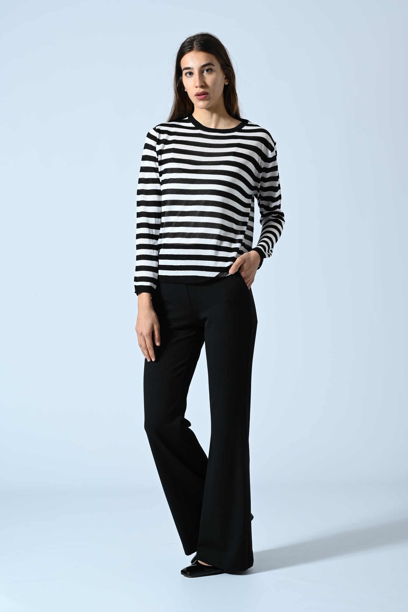 MAGLIA GIRO RIGHE VISCOSA