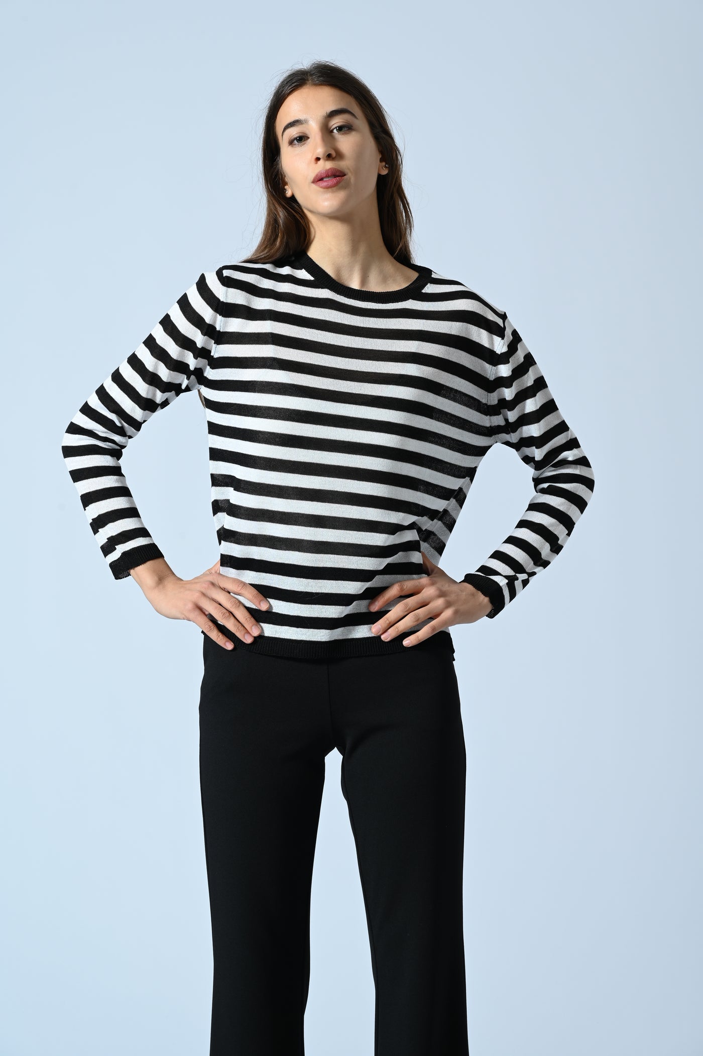 MAGLIA GIRO RIGHE VISCOSA