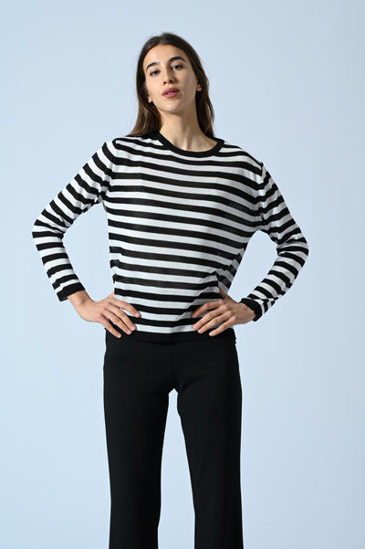 MAGLIA GIRO RIGHE VISCOSA