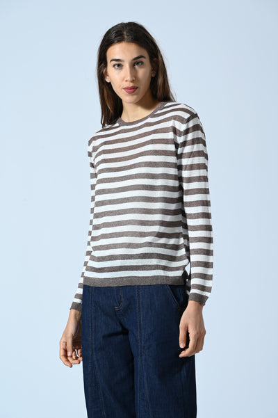 MAGLIA GIRO RIGHE VISCOSA