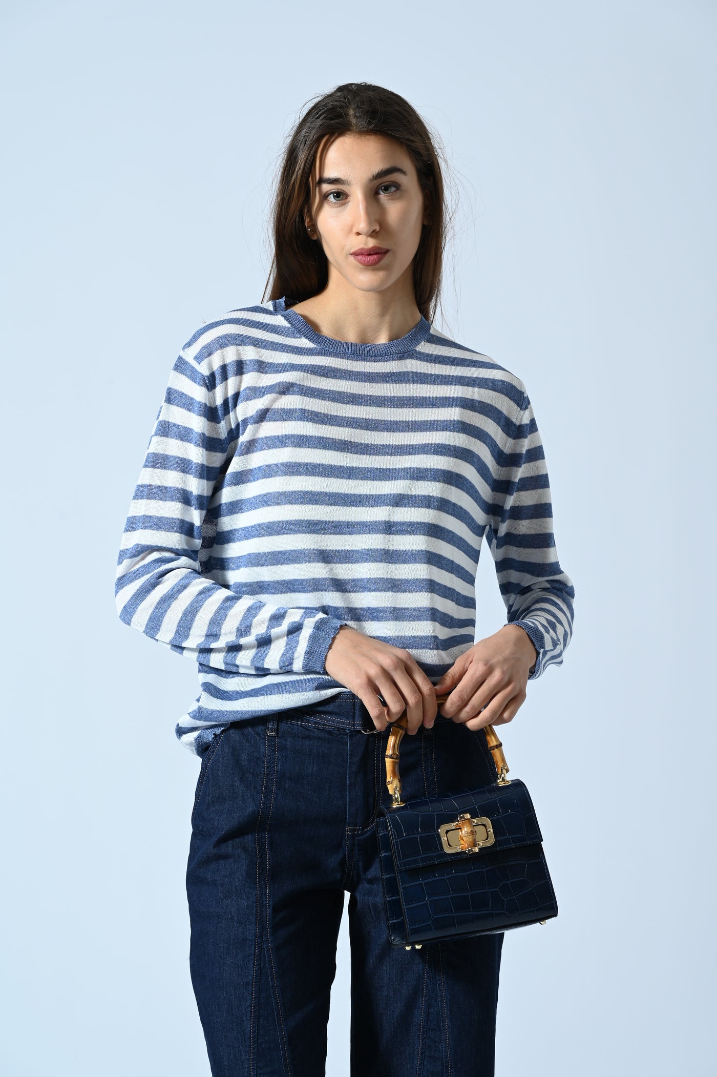 MAGLIA GIRO RIGHE VISCOSA