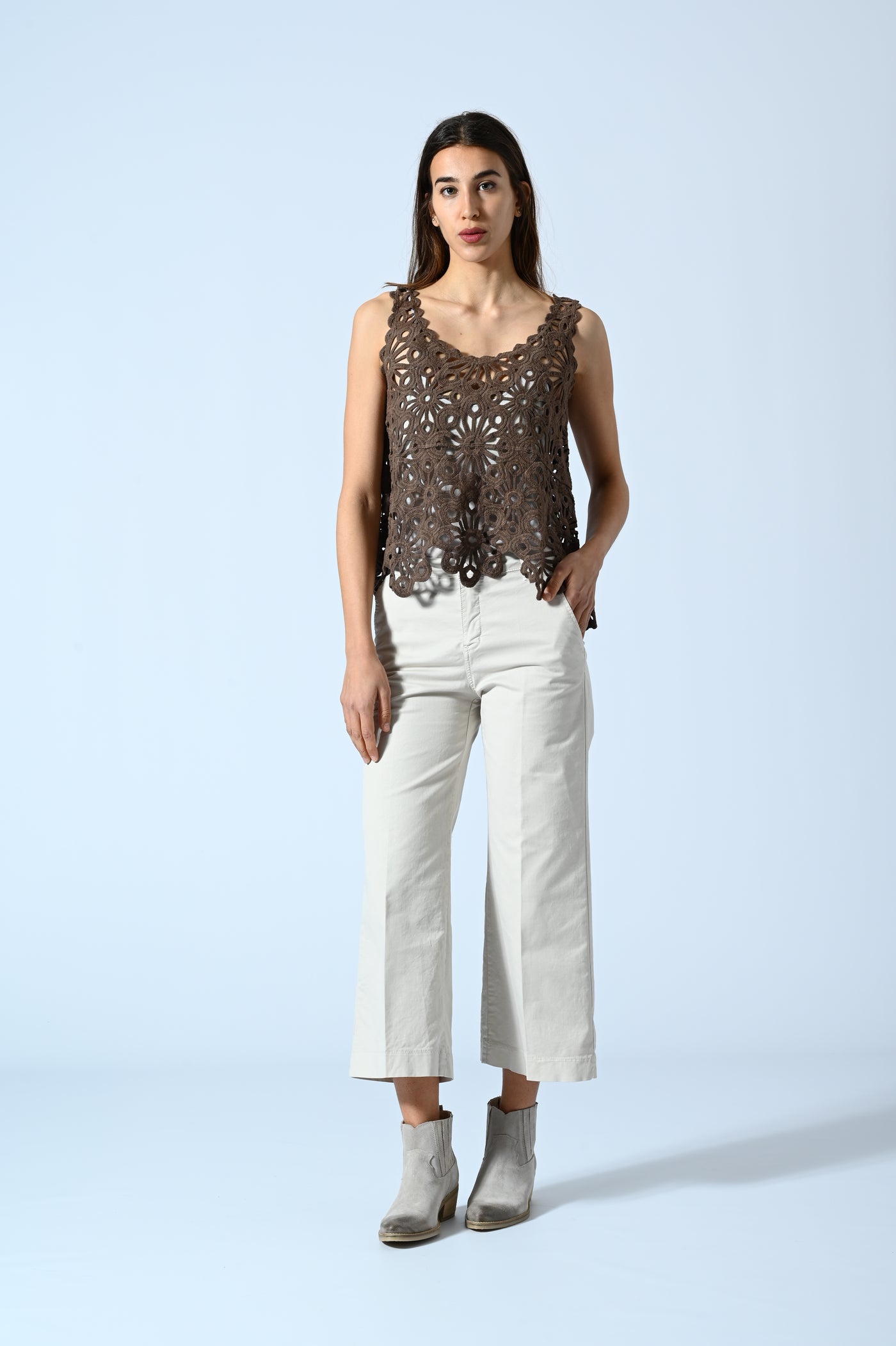 PANT. CHINO PALAZZO CROPPED