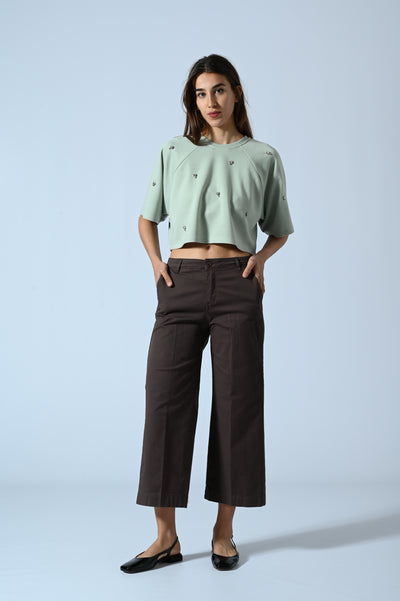 PANT. CHINO PALAZZO CROPPED