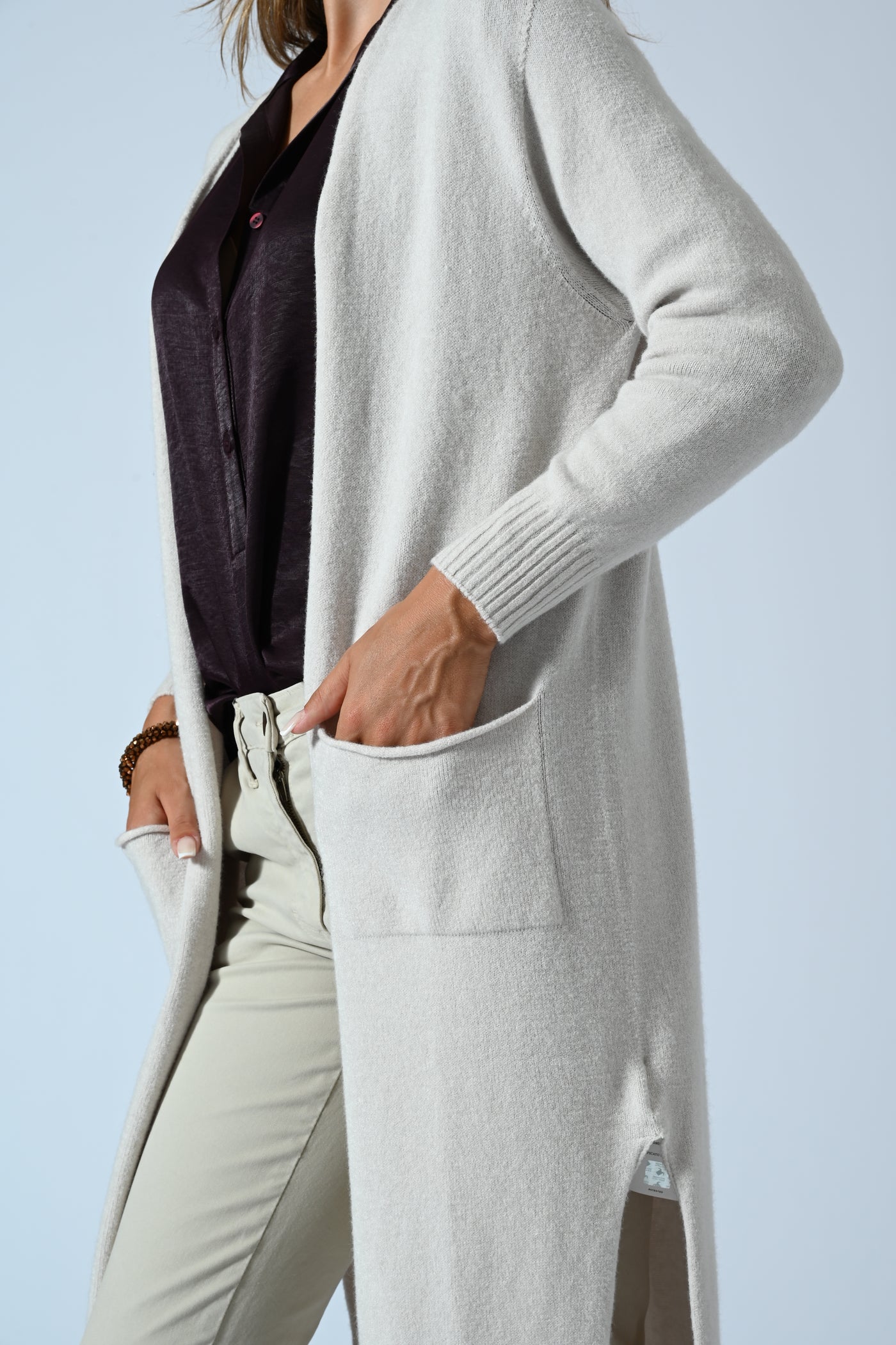 CARDIGAN LUNGO SPACCHI