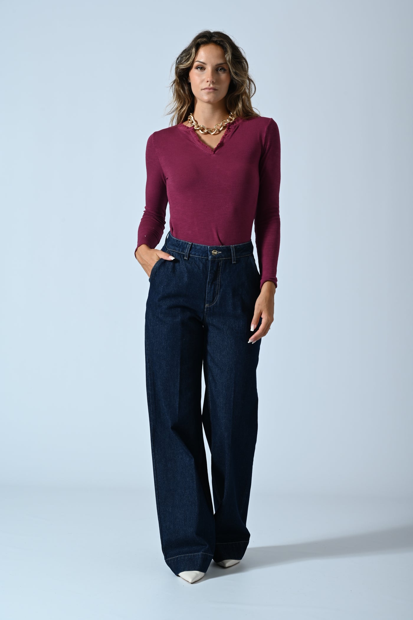 DENIM PALAZZO CHINO LAV. 0