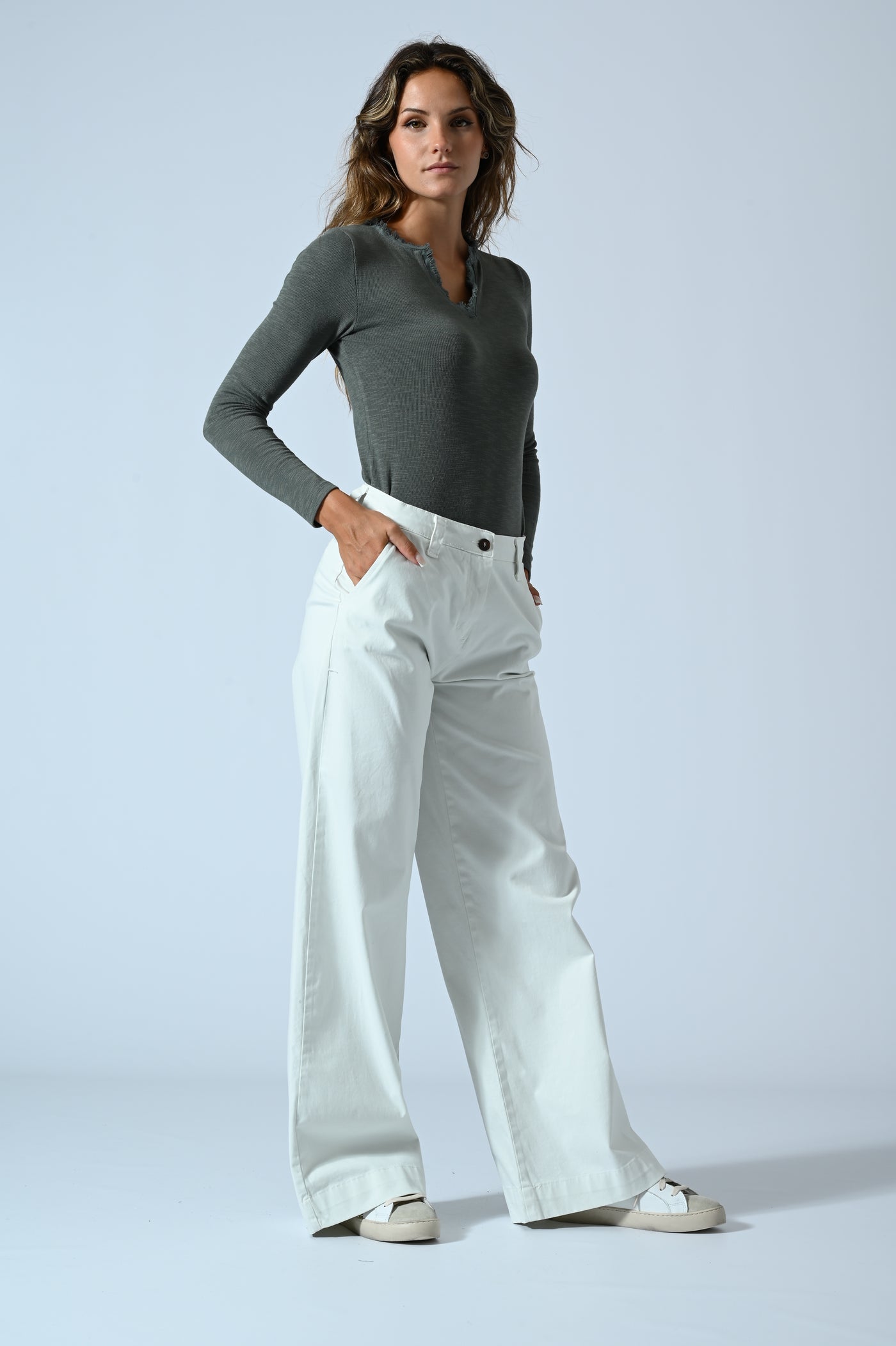 PANT. CHINO PALAZZO COTONE