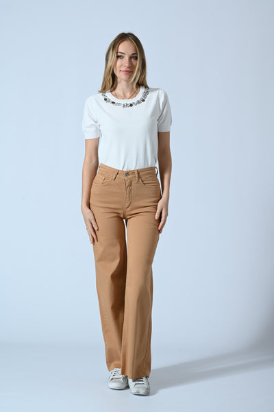 PANT. PALAZZO SFRANG. COTONE