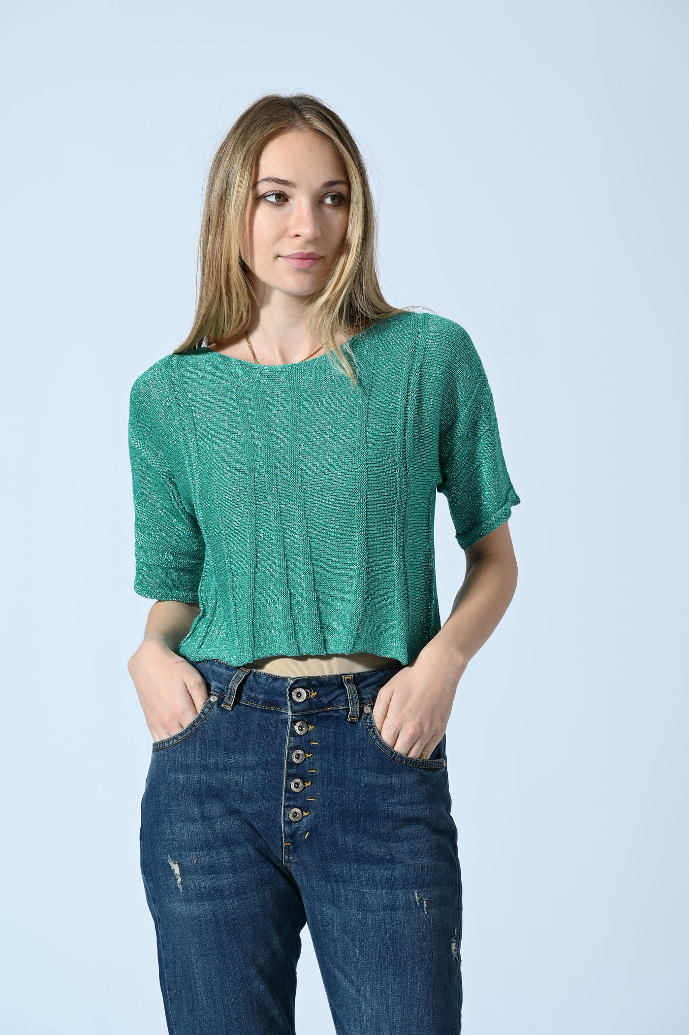 MAGLIA CROP JACQUARD LUREX