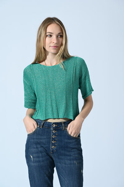 MAGLIA CROP JACQUARD LUREX