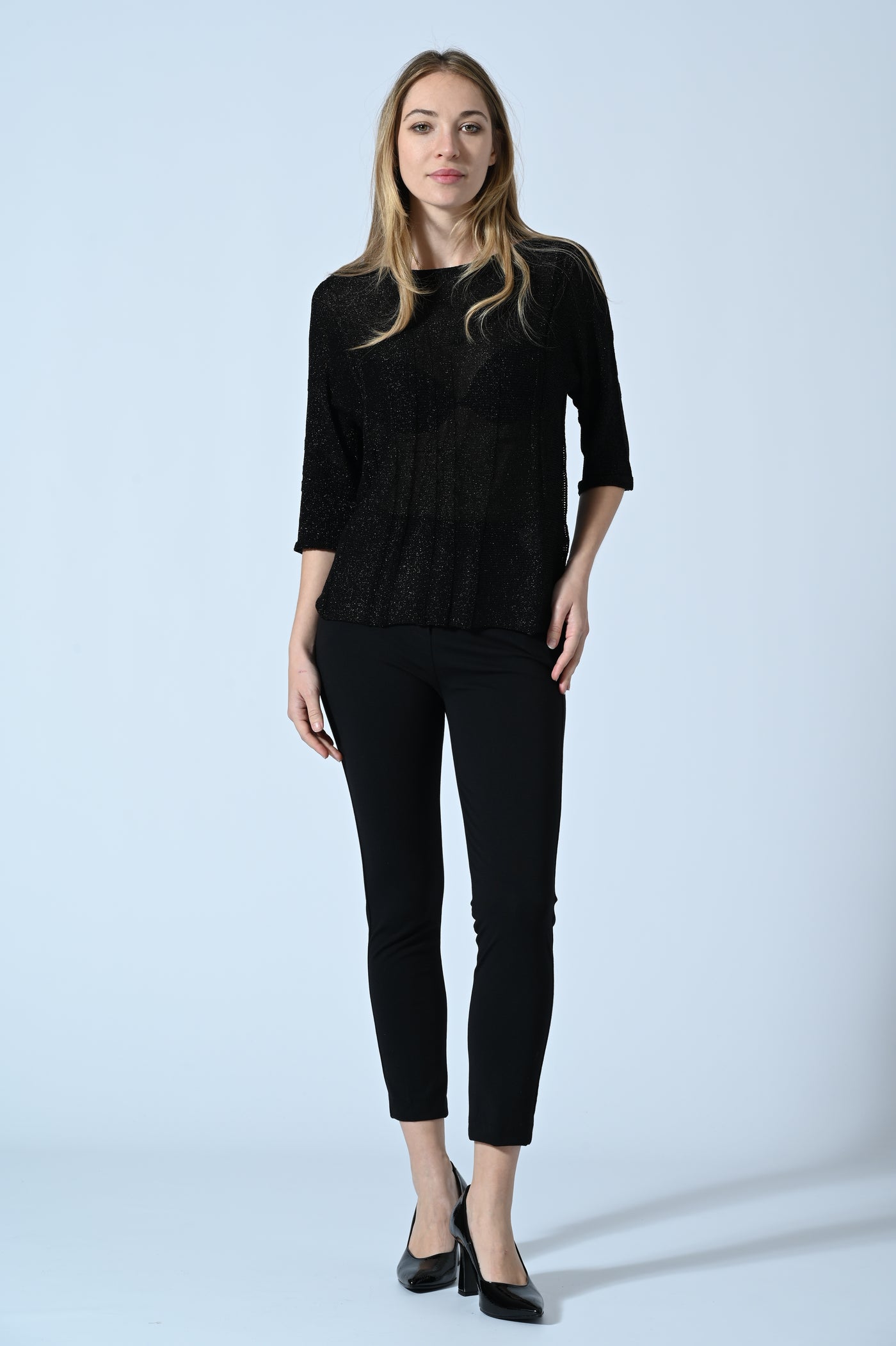MAGLIA LUREX M/GOM. JACQUARD