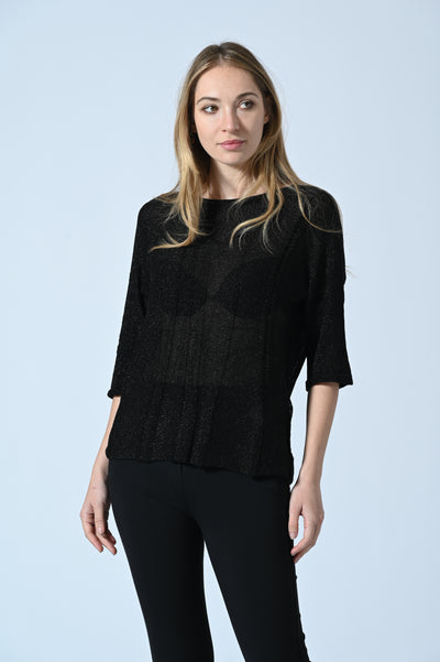 MAGLIA LUREX M/GOM. JACQUARD