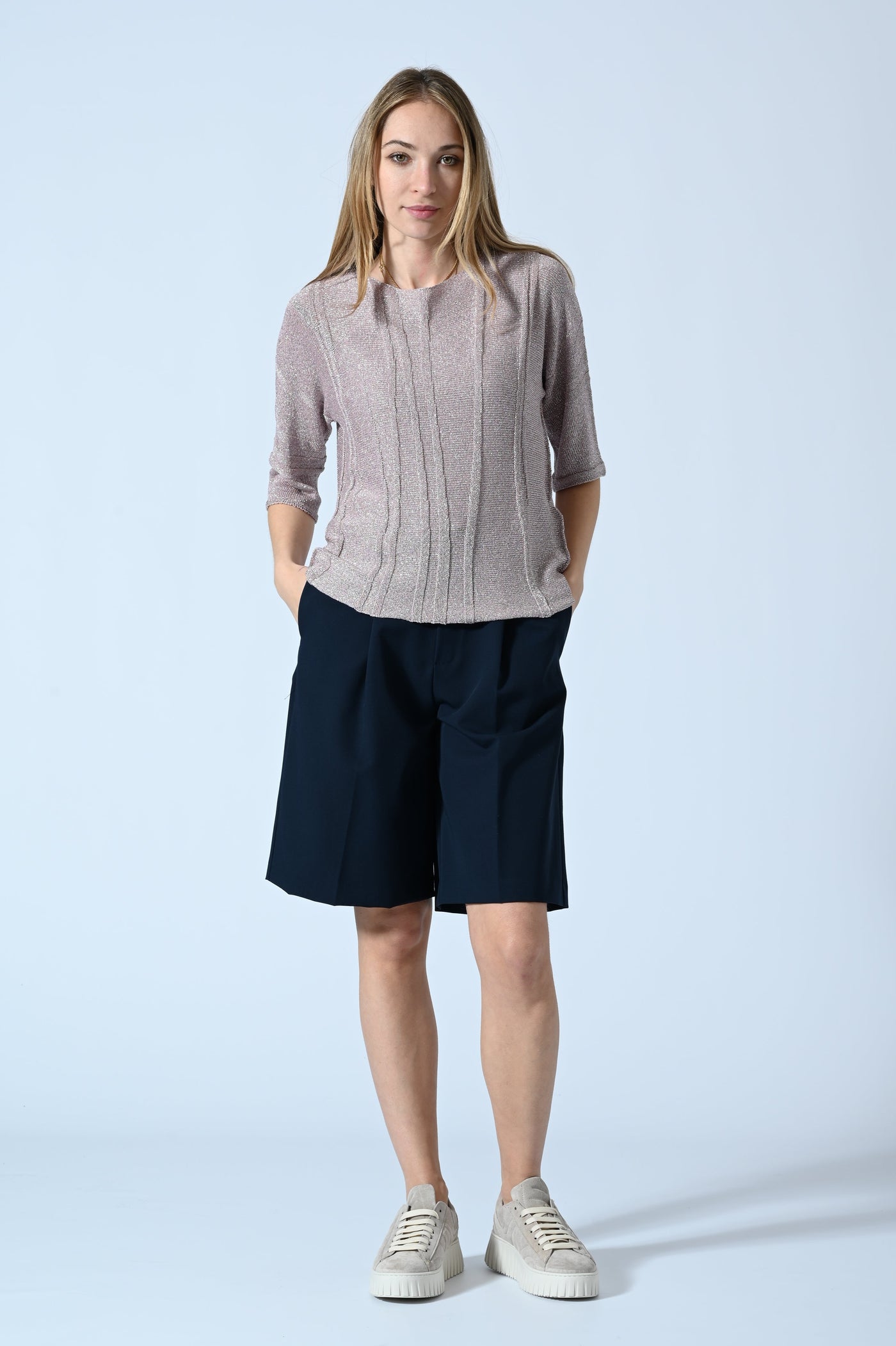 MAGLIA LUREX M/GOM. JACQUARD
