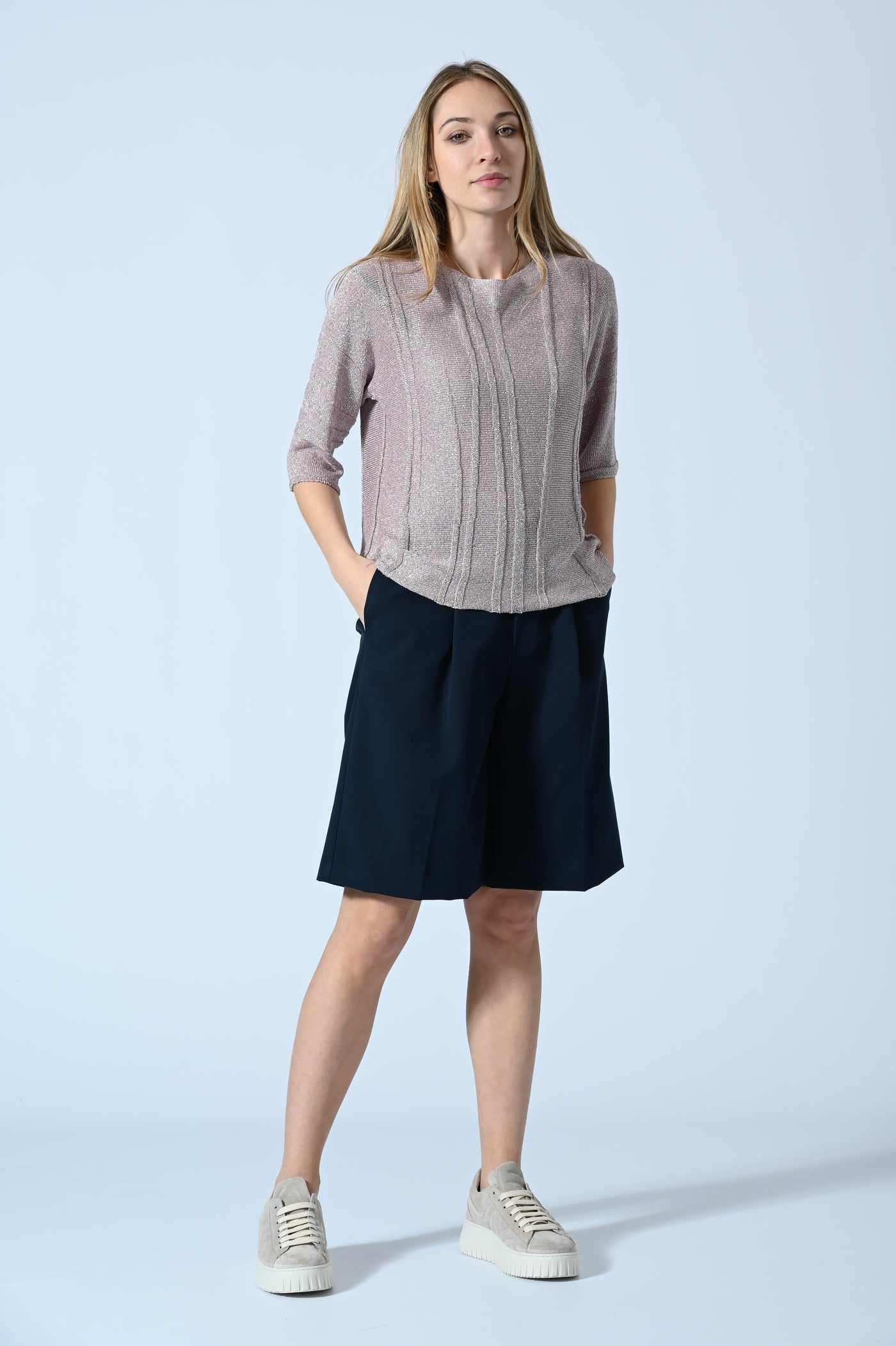 MAGLIA LUREX M/GOM. JACQUARD