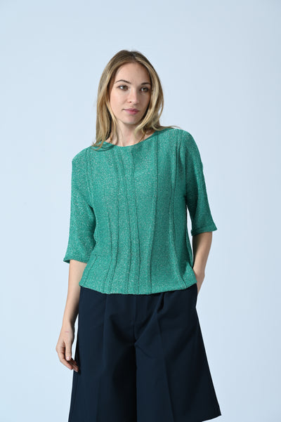 MAGLIA LUREX M/GOM. JACQUARD