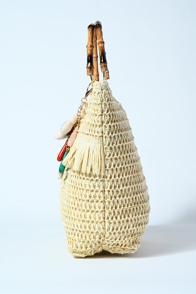 SHOPPING RAFFIA MAN. BAMBOO