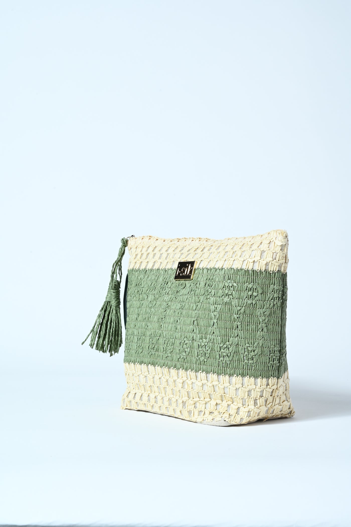POCHETTE BICOLOR RAFFIA