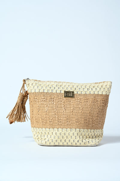 POCHETTE BICOLOR RAFFIA