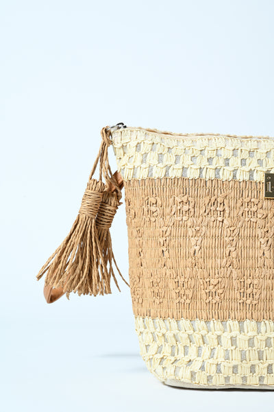 POCHETTE BICOLOR RAFFIA