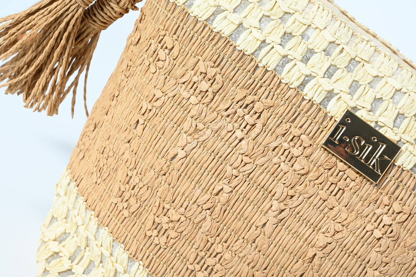POCHETTE BICOLOR RAFFIA