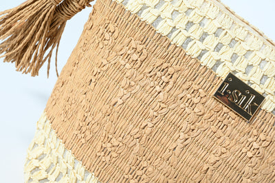 POCHETTE BICOLOR RAFFIA