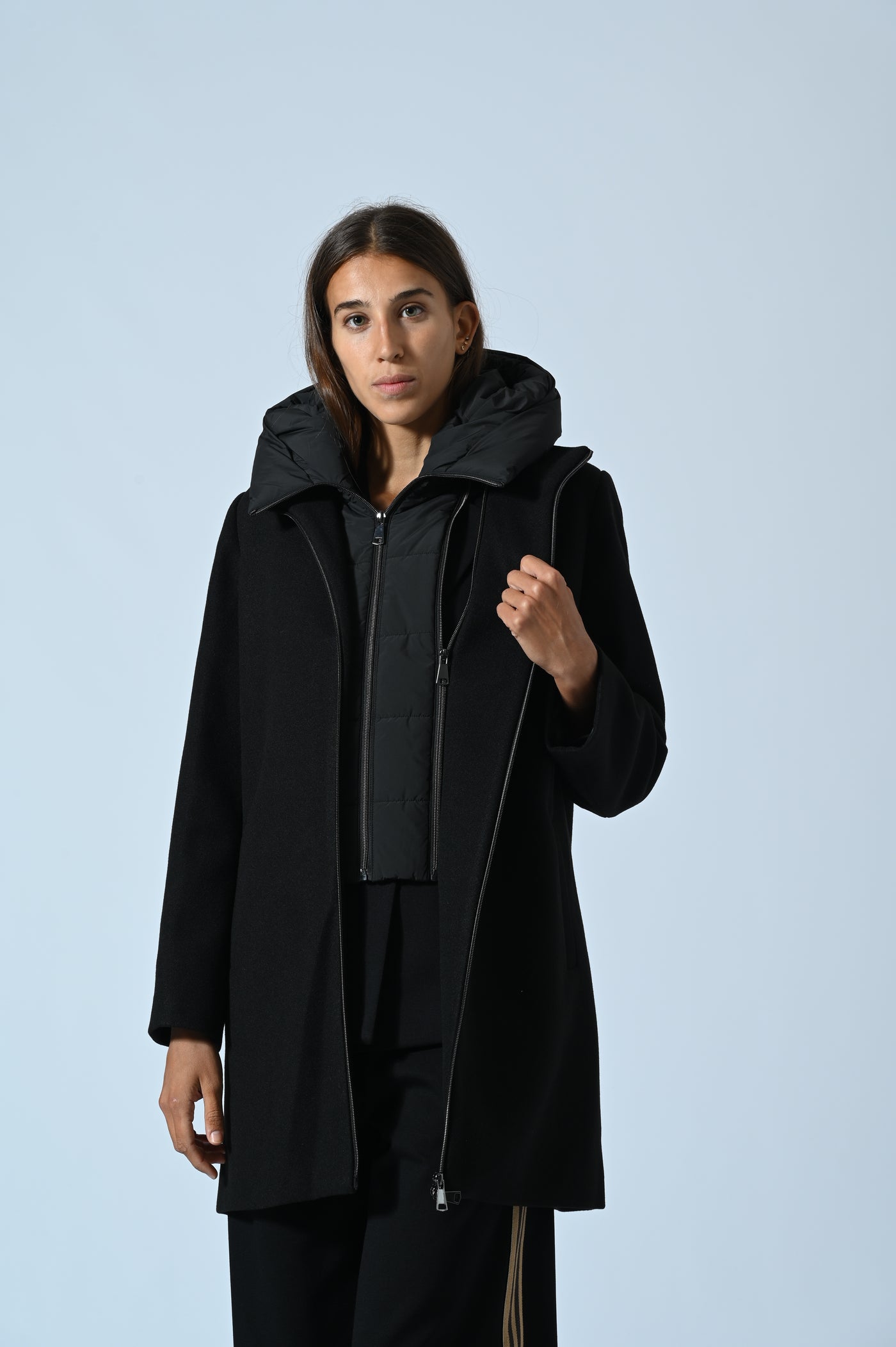 CAPPOTTO IN PANNO CON INSERTO IN ECOPIUMA