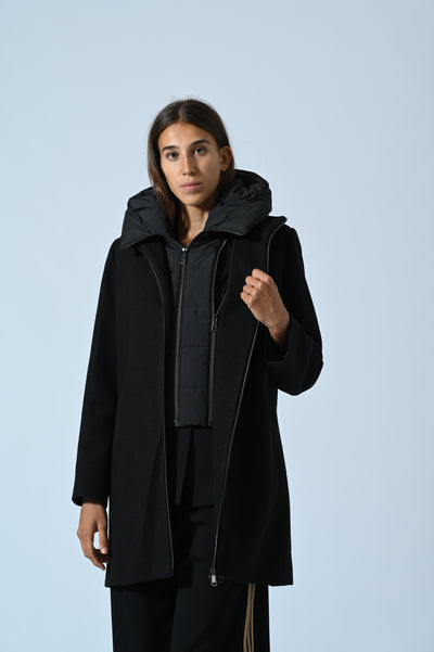 CAPPOTTO IN PANNO CON INSERTO IN ECOPIUMA