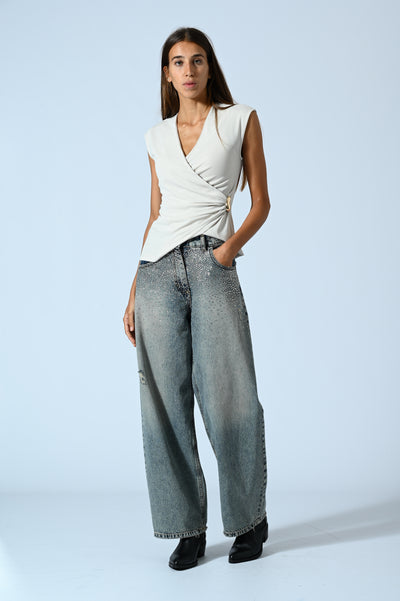 JEANS OVER STRASS ABRASIONI