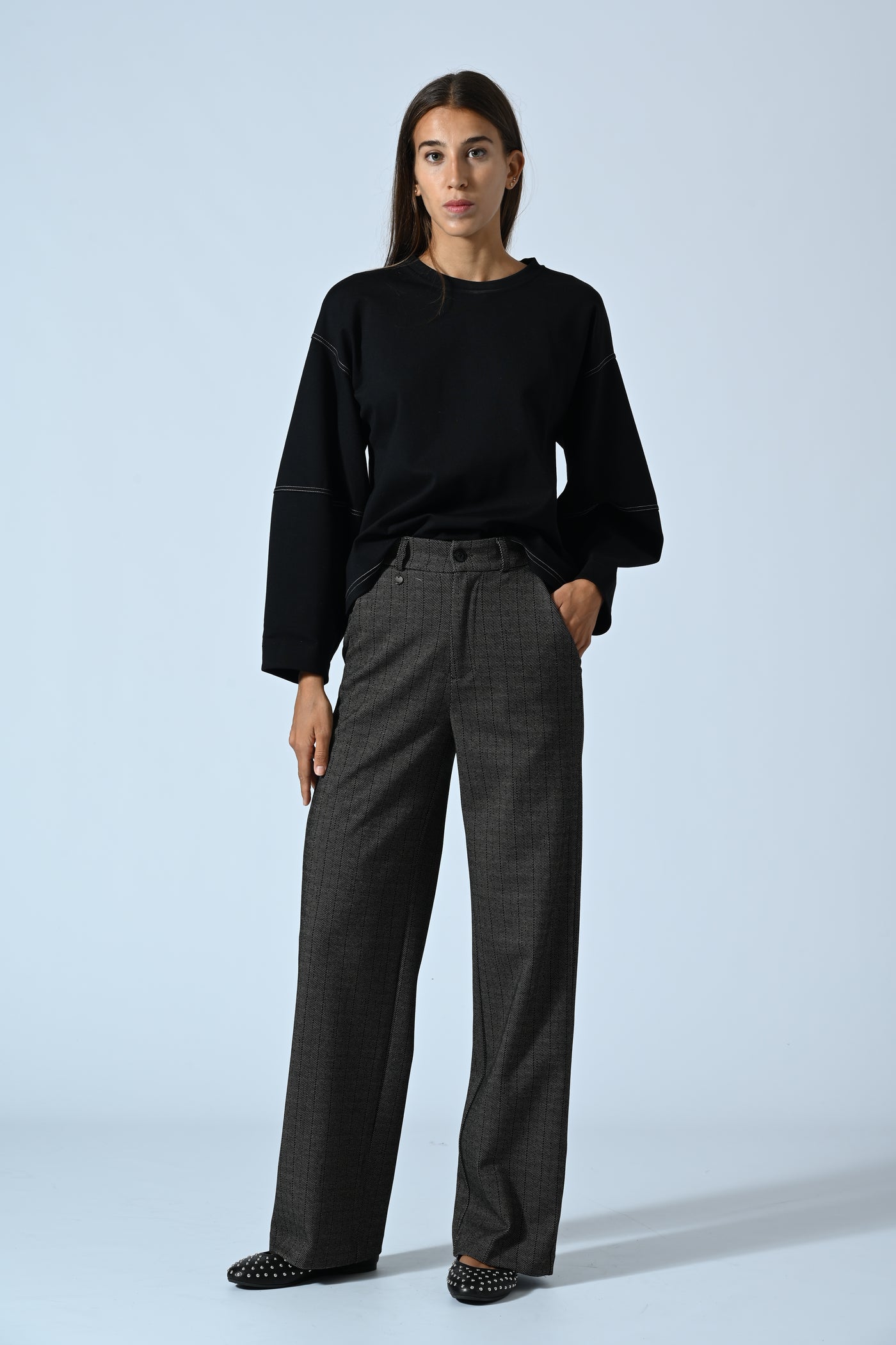 PANT. PALAZZO JACQUARD RIGA