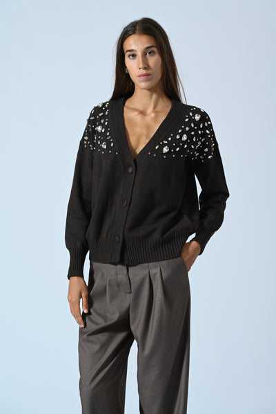 CARDIGAN CABOCHON SPALLE