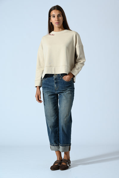 FELPA GIROCOLLO CON RICAMO