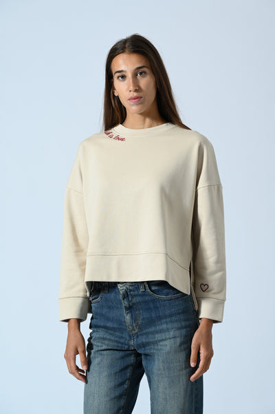 FELPA GIROCOLLO CON RICAMO