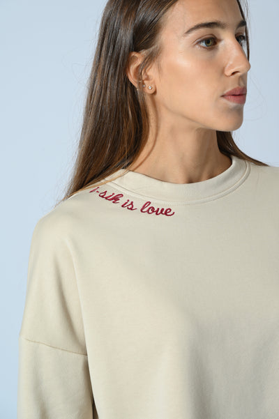 FELPA GIROCOLLO CON RICAMO