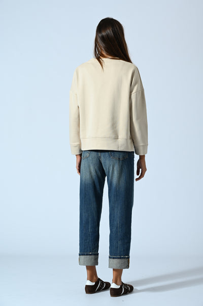 FELPA GIROCOLLO CON RICAMO