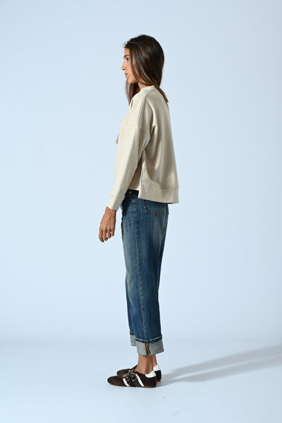 FELPA GIROCOLLO CON RICAMO