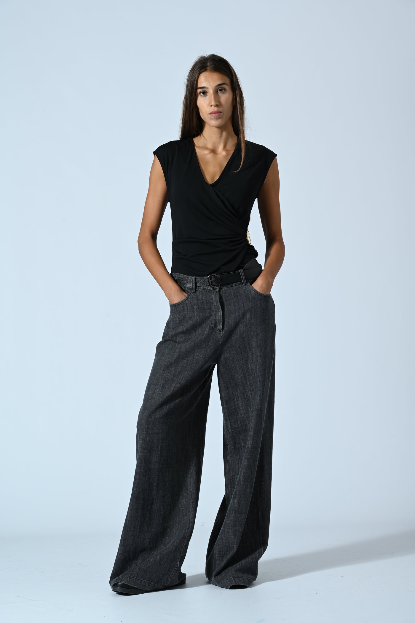 JEANS PALAZZO FIAMM. GRIGIO