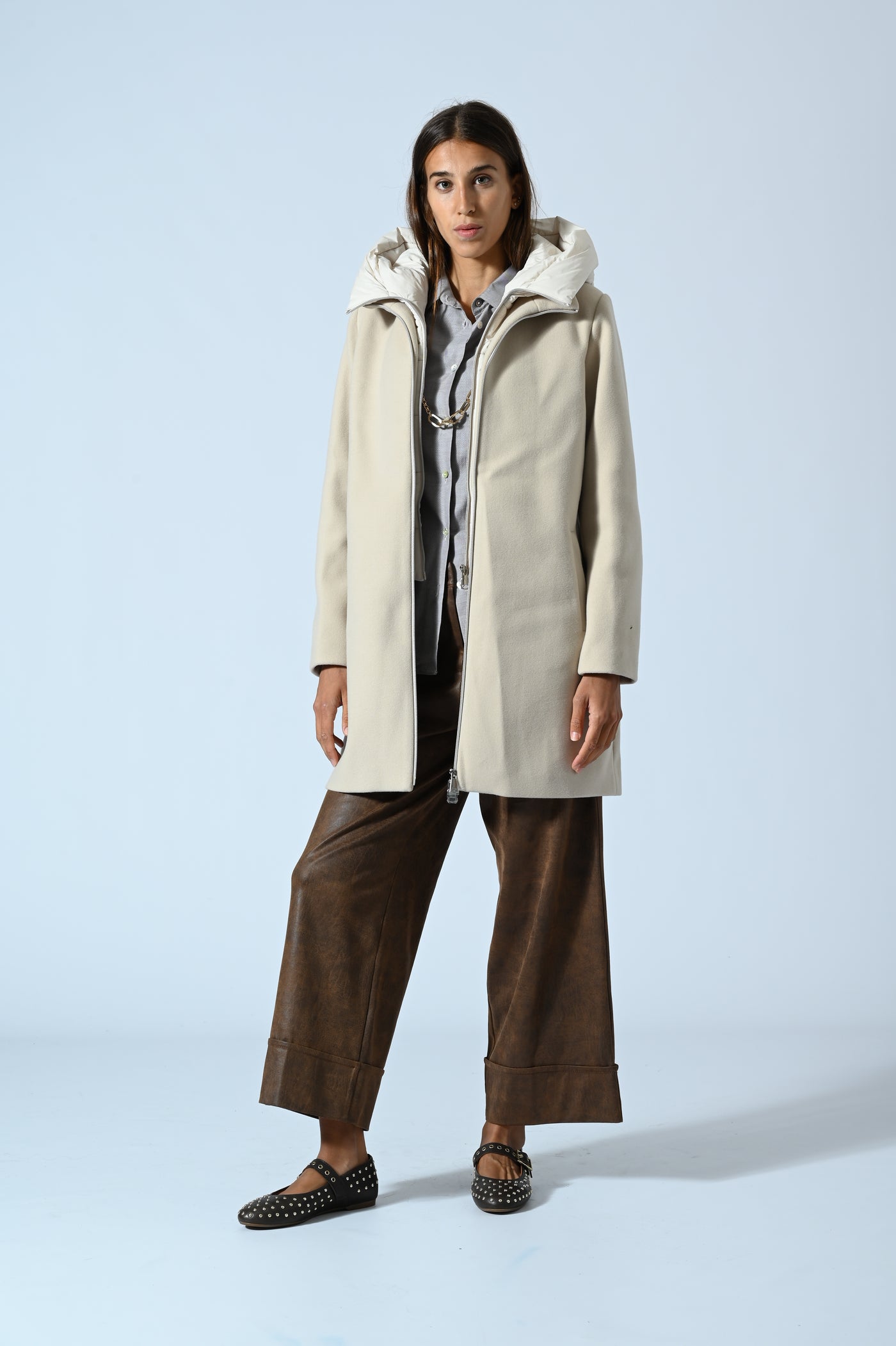 CAPPOTTO IN PANNO CON INSERTO IN ECOPIUMA