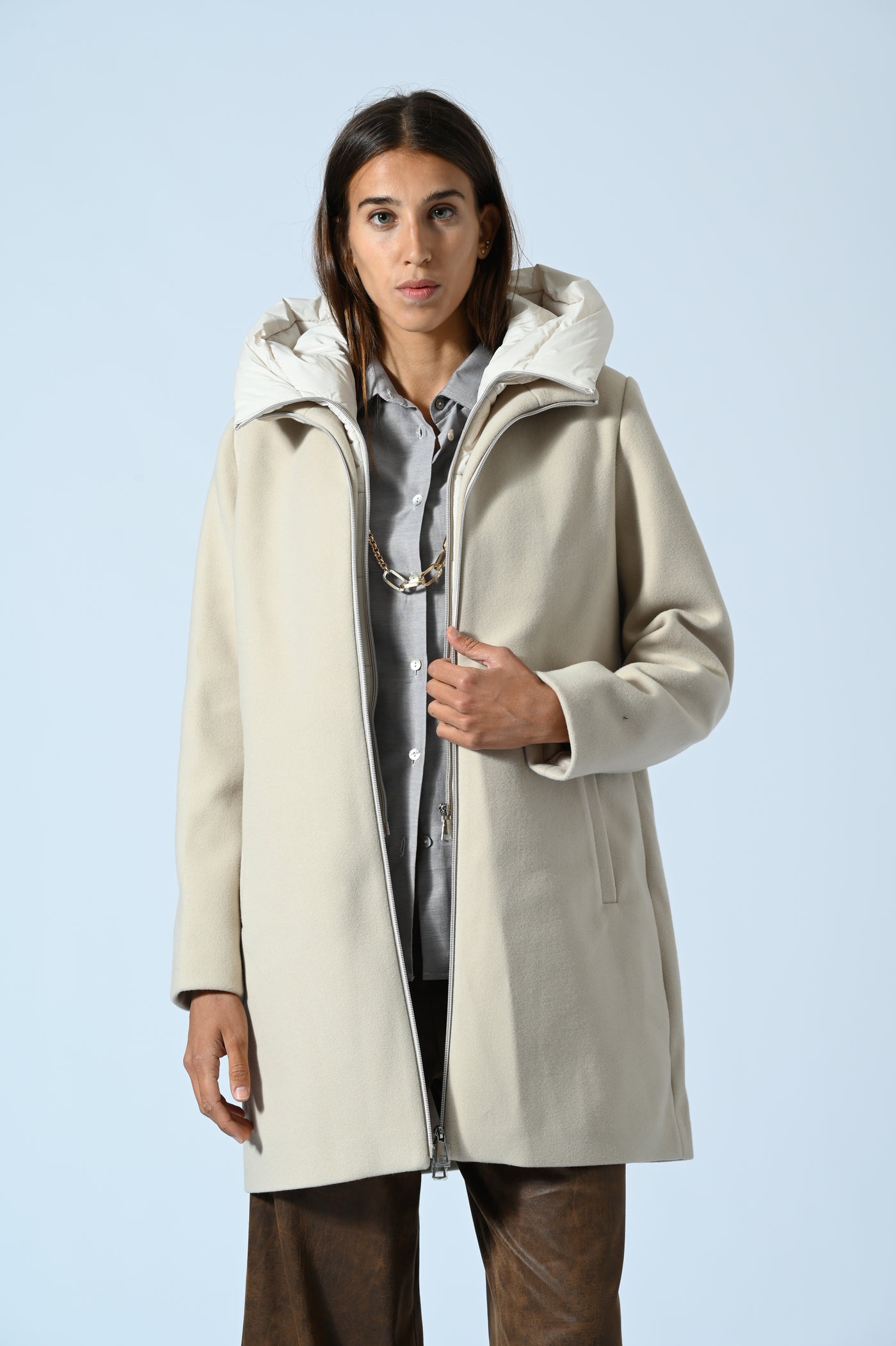 CAPPOTTO IN PANNO CON INSERTO IN ECOPIUMA