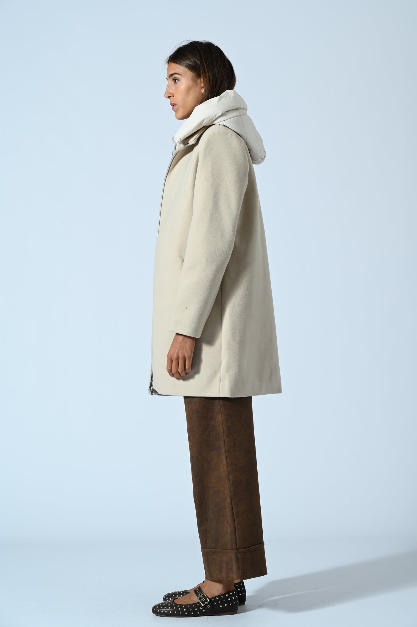 CAPPOTTO IN PANNO CON INSERTO IN ECOPIUMA