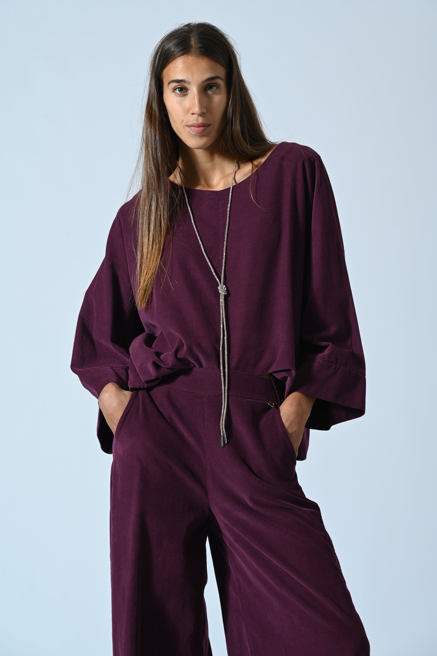 BLUSA IN VELLUTO MANICA AMPIA