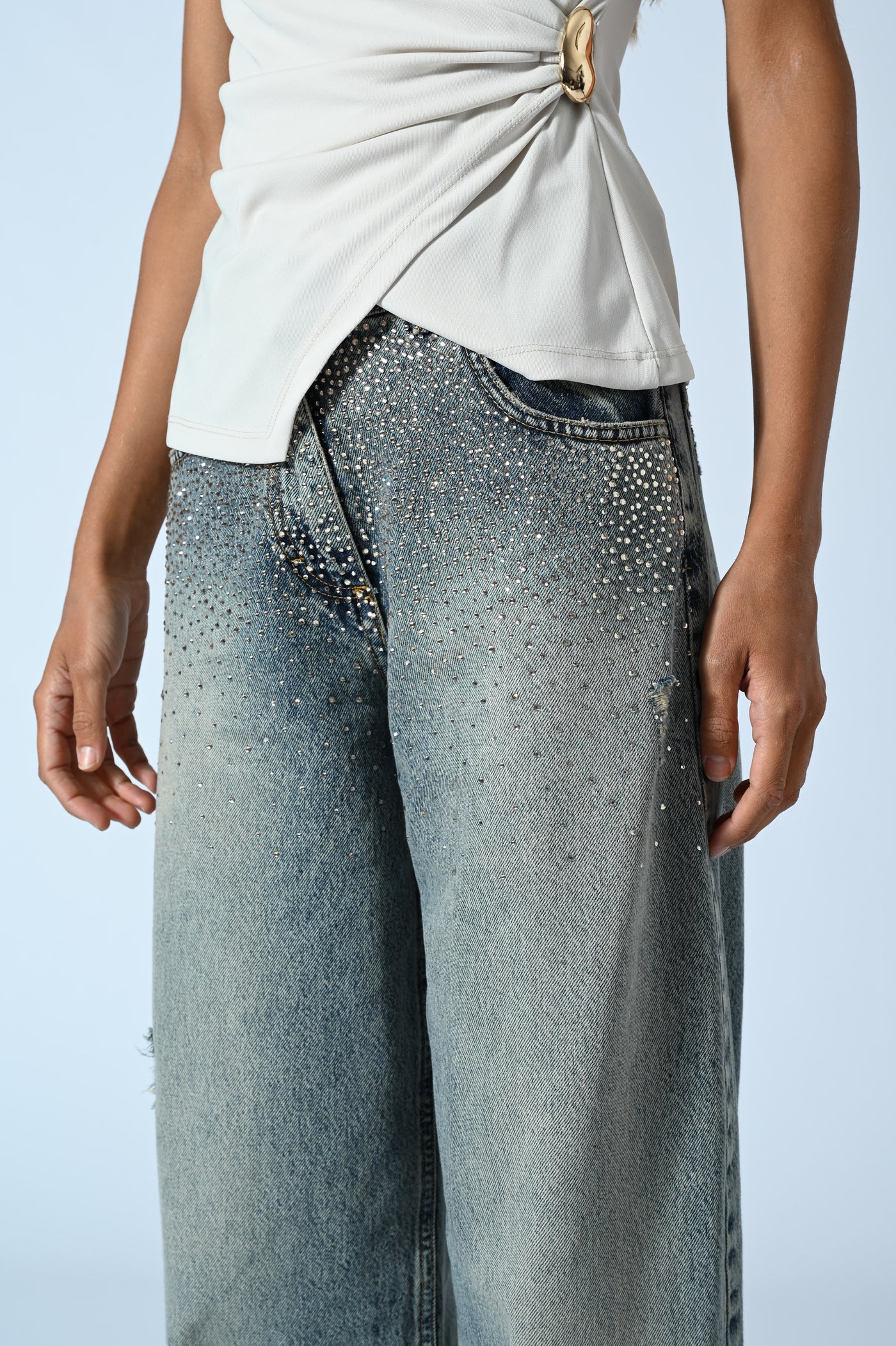 JEANS OVER STRASS ABRASIONI