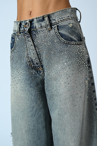 JEANS OVER STRASS ABRASIONI