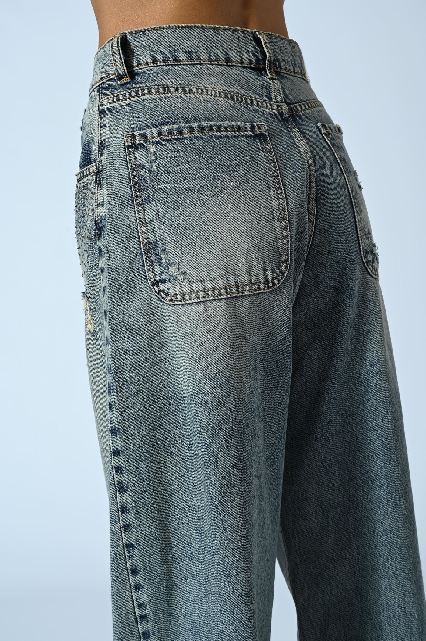 JEANS OVER STRASS ABRASIONI