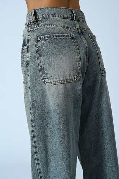 JEANS OVER STRASS ABRASIONI