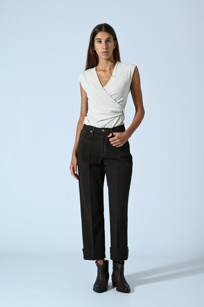 PANTALONI MOM-FIT IN COTONE
