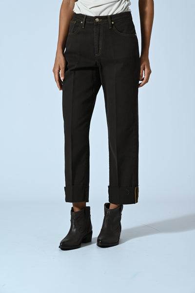 PANTALONI MOM-FIT IN COTONE